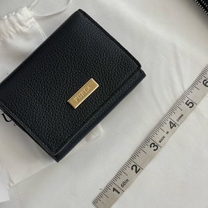 Furla Ritzy trifold black leather wallet/coin /cash and and card department new